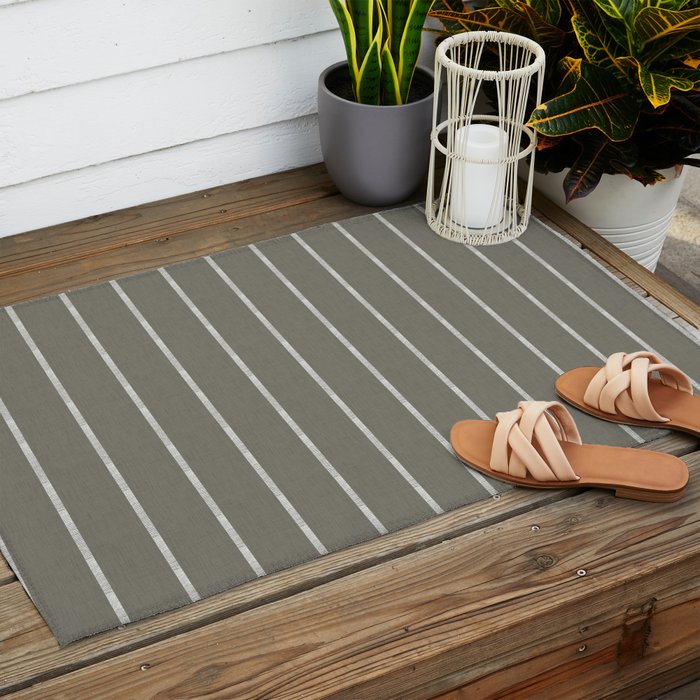 Modern Boho Serenity Stripes Muted Grey  Outdoor Rug Gallery Image 2