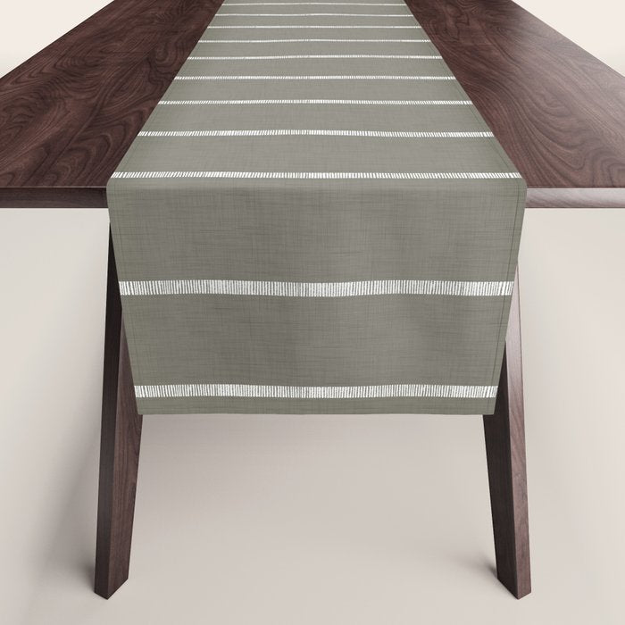 Modern Boho Serenity Stripes Muted Grey  Table Runner Gallery Image 1