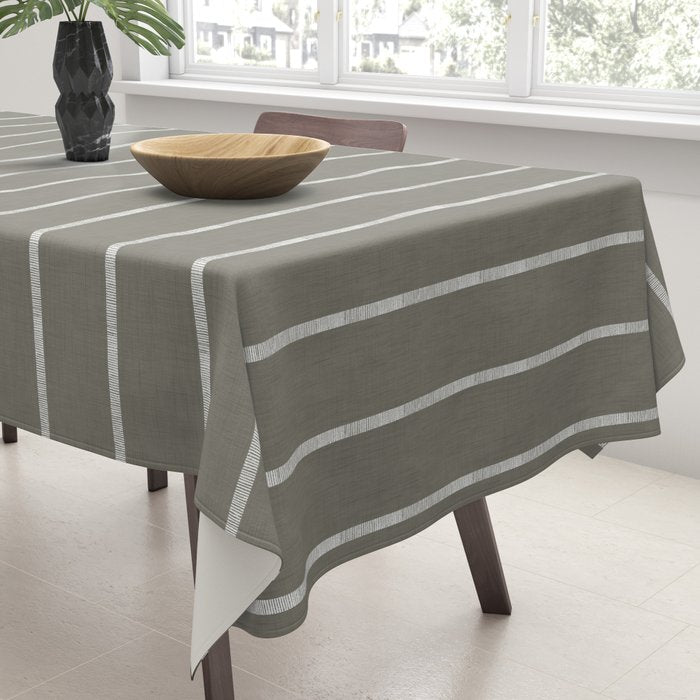 Modern Boho Serenity Stripes Muted Grey  Tablecloth Gallery Image 3