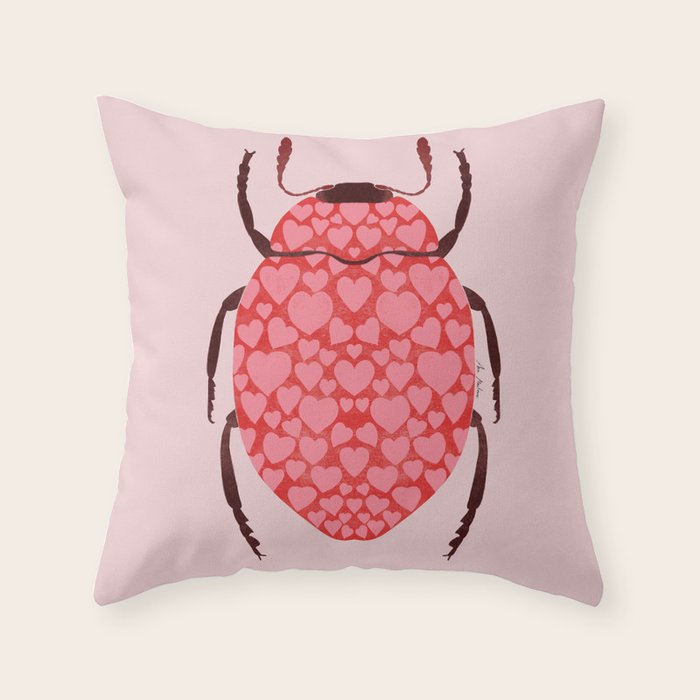 Hearts beetle Throw Pillow Gallery Image 6
