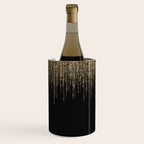 Luxury Chic Black Gold Sparkly Glitter Fringe Wine Chiller Gallery Image 3