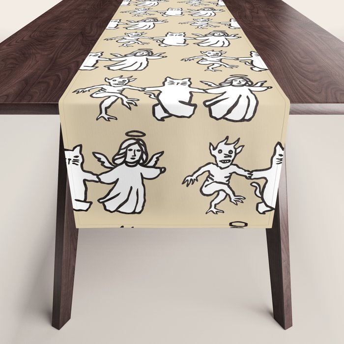 The angel and devil and cat Table Runner Gallery Image 1