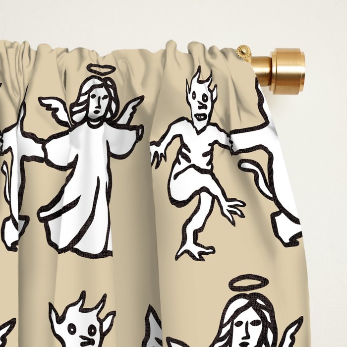 The angel and devil and cat Window Curtain Gallery Image 2