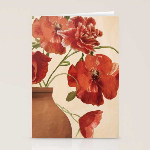 Poppies in Vase 2 Stationery Card Gallery Image 1
