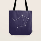 Libra Zodiac Star Constellation Line Art Dark Purple Tote Bag Gallery Image 1