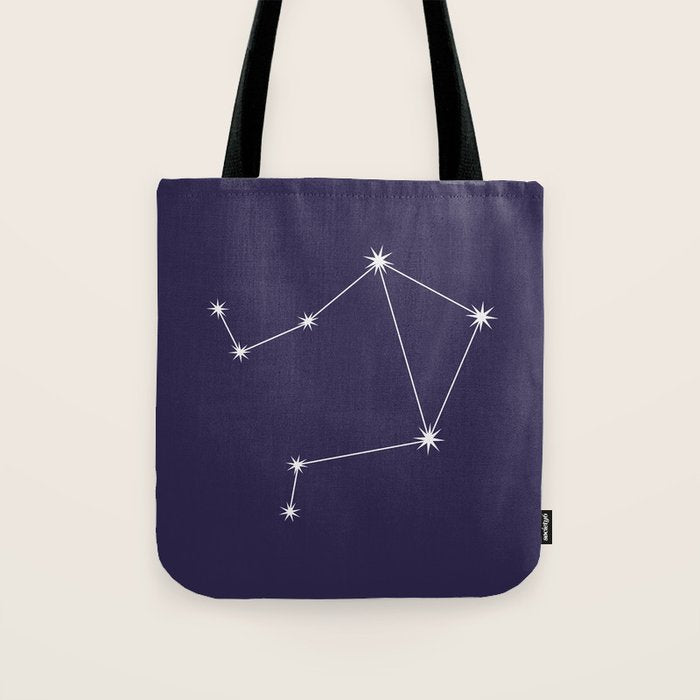 Libra Zodiac Star Constellation Line Art Dark Purple Tote Bag Gallery Image 1