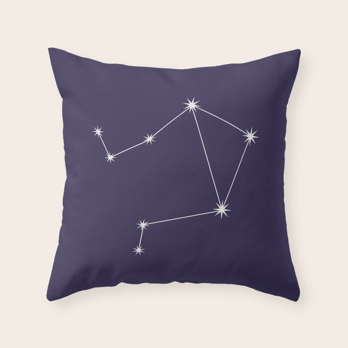 Libra Zodiac Star Constellation Line Art Dark Purple Throw Pillow Gallery Image 6