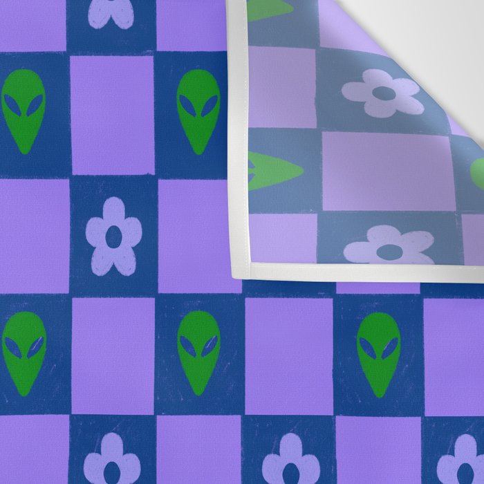 Alien Daisy Checkerboard Wall Tapestry Gallery Image 3