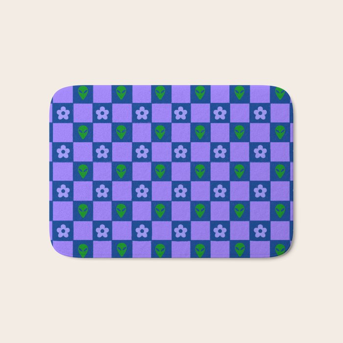 Alien Daisy Checkerboard Bath Mat Gallery Image 1