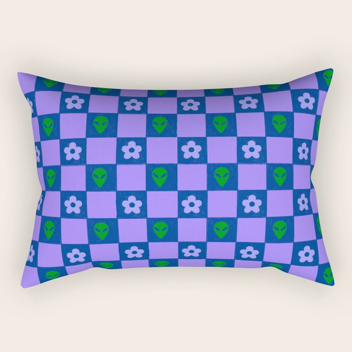 Alien Daisy Checkerboard Rectangular Pillow Gallery Image 2