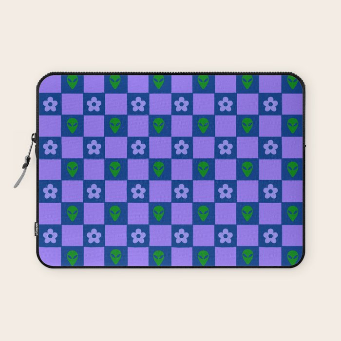Alien Daisy Checkerboard Laptop Sleeve Gallery Image 1