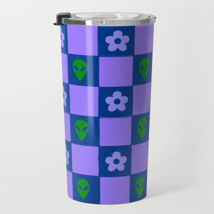 Alien Daisy Checkerboard Travel Mug Gallery Image 3