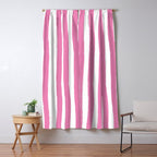 Pink and White Cabana Stripes Palm Beach Preppy Window Curtain Gallery Image 5