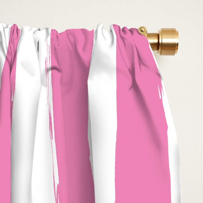 Pink and White Cabana Stripes Palm Beach Preppy Window Curtain Gallery Image 2