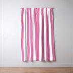 Pink and White Cabana Stripes Palm Beach Preppy Window Curtain Gallery Image 3