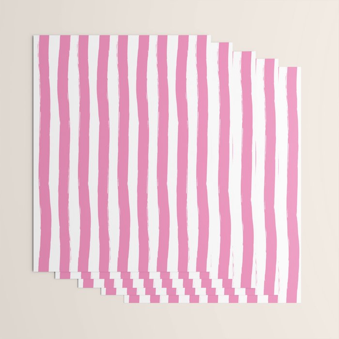 Pink and White Cabana Stripes Palm Beach Preppy Wrapping Paper Gallery Image 3