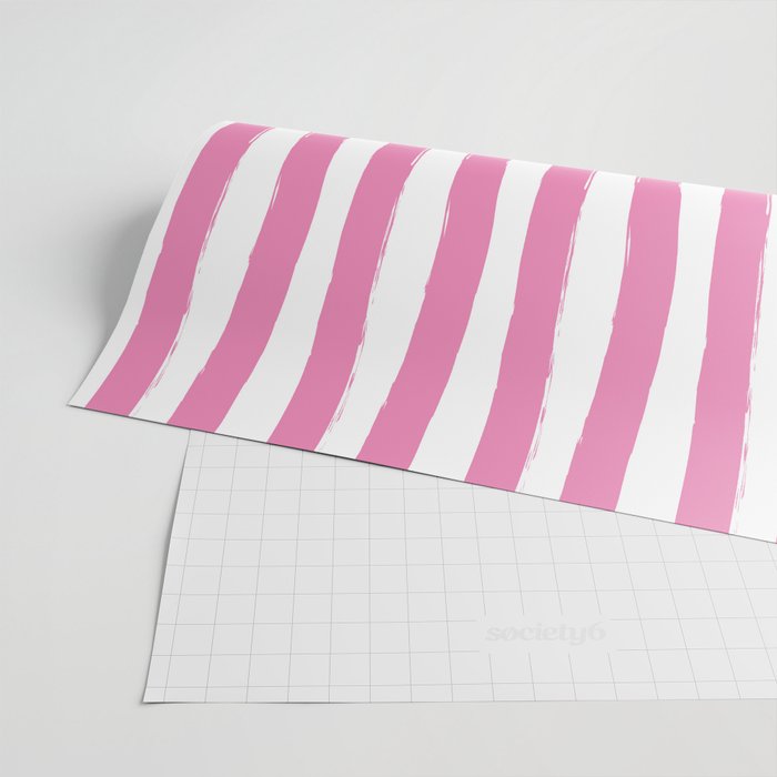 Pink and White Cabana Stripes Palm Beach Preppy Wrapping Paper Gallery Image 2