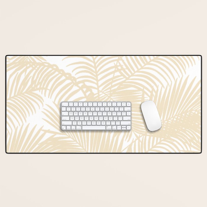 Modern tropical elegant ivory palm tree pattern Desk Mat Gallery Image 1