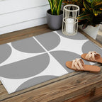 Mid Century Modern Grey Square Outdoor Rug Gallery Image 2