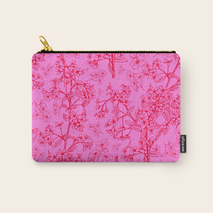 Hot Pink Y2K Grasmere Garden Vintage Modern Floral Botanical Pattern  Carry All Pouch Gallery Image 1