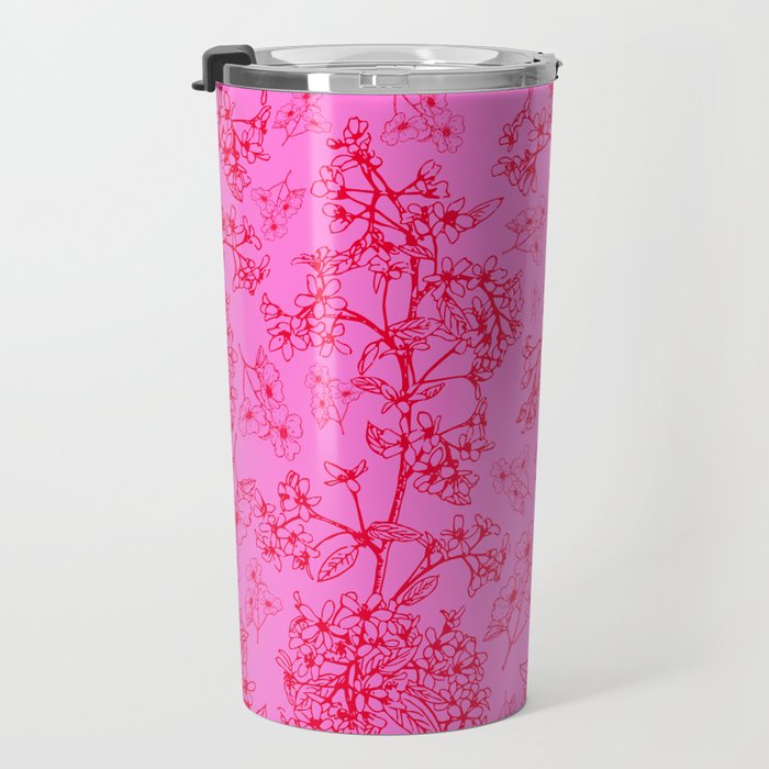 Hot Pink Y2K Grasmere Garden Vintage Modern Floral Botanical Pattern  Travel Mug Gallery Image 3
