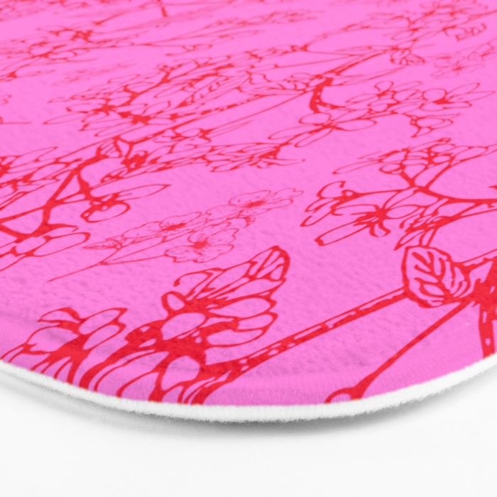 Hot Pink Y2K Grasmere Garden Vintage Modern Floral Botanical Pattern  Bath Mat Gallery Image 3