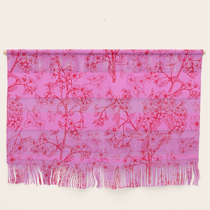 Hot Pink Y2K Grasmere Garden Vintage Modern Floral Botanical Pattern  Wall Hanging Gallery Image 1