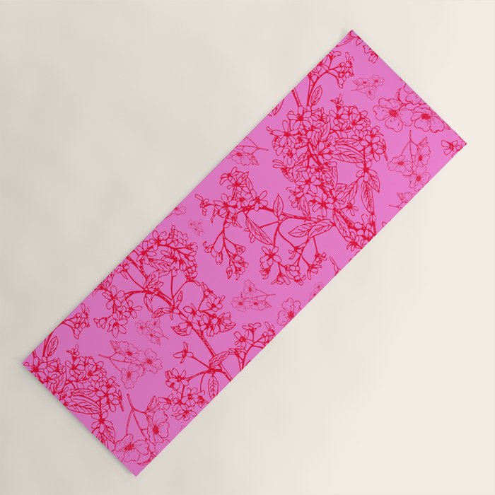 Hot Pink Y2K Grasmere Garden Vintage Modern Floral Botanical Pattern  Yoga Mat Gallery Image 1