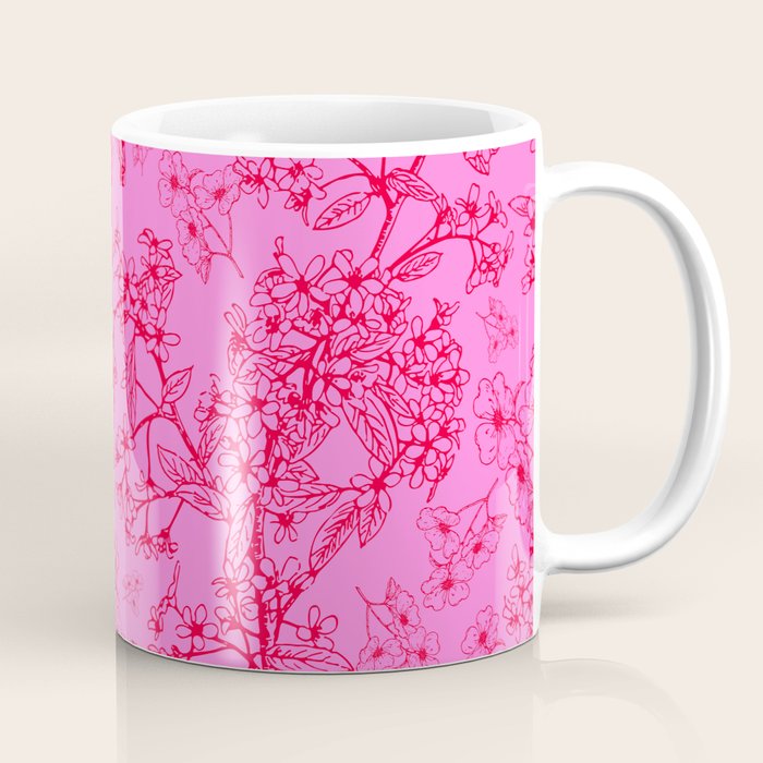 Hot Pink Y2K Grasmere Garden Vintage Modern Floral Botanical Pattern  Coffee Mug Gallery Image 1
