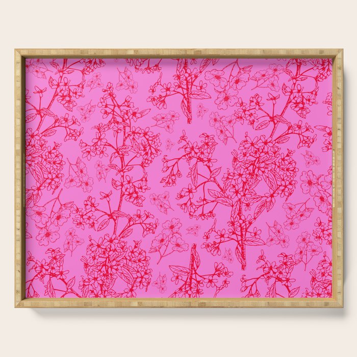 Hot Pink Y2K Grasmere Garden Vintage Modern Floral Botanical Pattern  Serving Tray Gallery Image 1