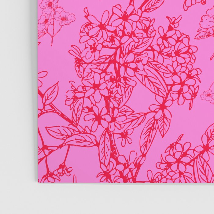 Hot Pink Y2K Grasmere Garden Vintage Modern Floral Botanical Pattern  Poster Gallery Image 3