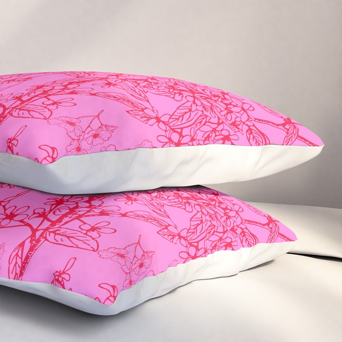 Hot Pink Y2K Grasmere Garden Vintage Modern Floral Botanical Pattern  Pillow Sham Gallery Image 3