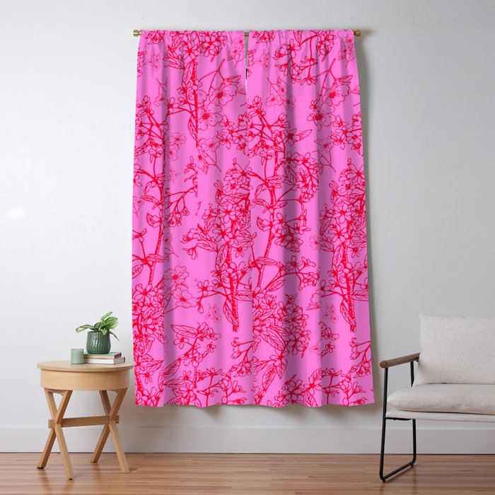 Hot Pink Y2K Grasmere Garden Vintage Modern Floral Botanical Pattern  Window Curtain Gallery Image 5