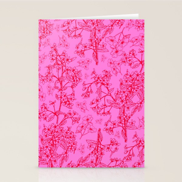 Hot Pink Y2K Grasmere Garden Vintage Modern Floral Botanical Pattern  Stationery Card Gallery Image 2
