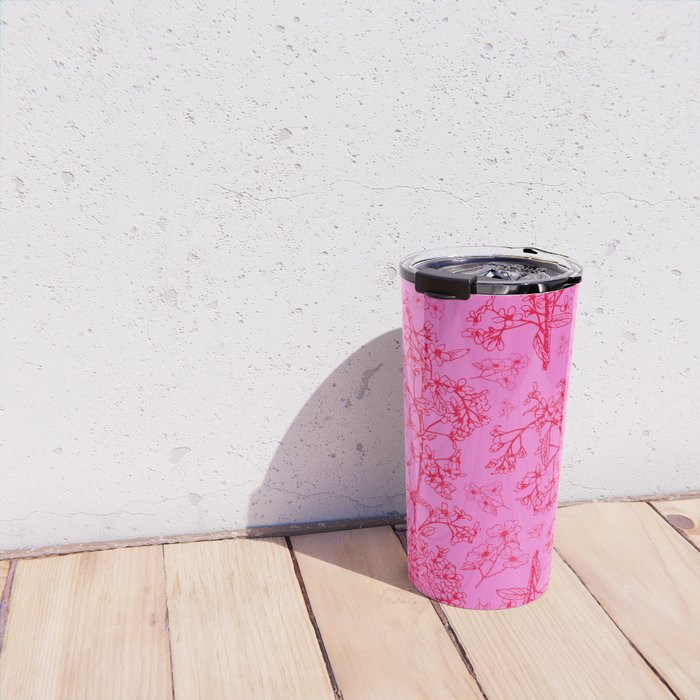 Hot Pink Y2K Grasmere Garden Vintage Modern Floral Botanical Pattern  Travel Mug Gallery Image 4