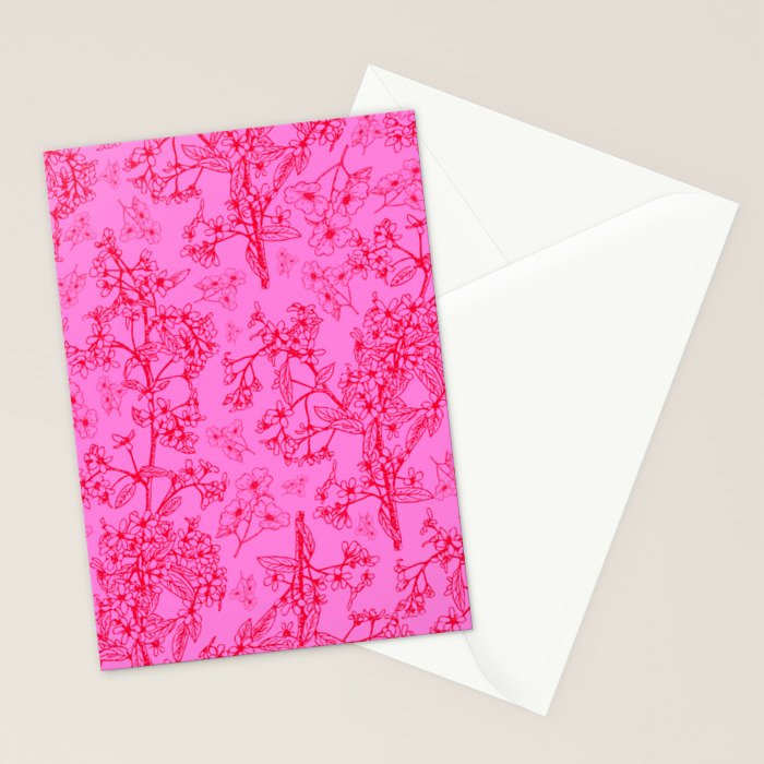 Hot Pink Y2K Grasmere Garden Vintage Modern Floral Botanical Pattern  Stationery Card Gallery Image 2