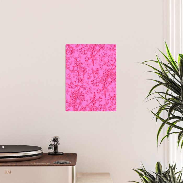 Hot Pink Y2K Grasmere Garden Vintage Modern Floral Botanical Pattern  Poster Gallery Image 2