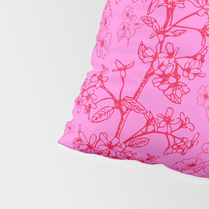 Hot Pink Y2K Grasmere Garden Vintage Modern Floral Botanical Pattern  Pillow Sham Gallery Image 4
