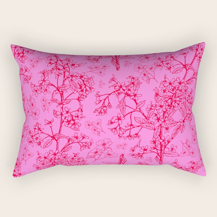 Hot Pink Y2K Grasmere Garden Vintage Modern Floral Botanical Pattern  Rectangular Pillow Gallery Image 2