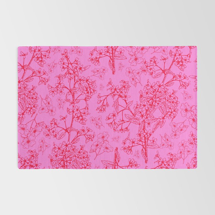 Hot Pink Y2K Grasmere Garden Vintage Modern Floral Botanical Pattern  Rug Gallery Image 2