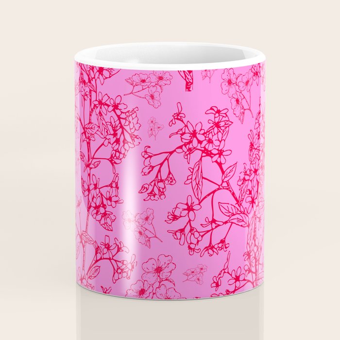 Hot Pink Y2K Grasmere Garden Vintage Modern Floral Botanical Pattern  Coffee Mug Gallery Image 4