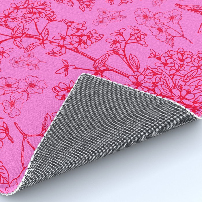 Hot Pink Y2K Grasmere Garden Vintage Modern Floral Botanical Pattern  Rug Gallery Image 4