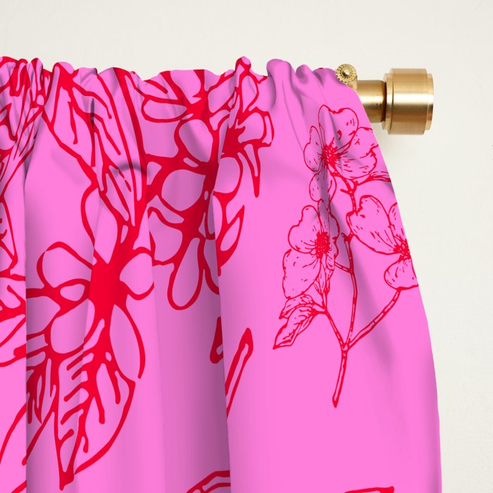 Hot Pink Y2K Grasmere Garden Vintage Modern Floral Botanical Pattern  Window Curtain Gallery Image 2
