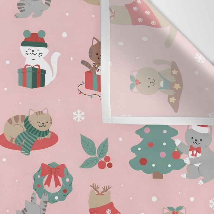 Christmas Festive Cute Holiday Kittens Wall Tapestry Gallery Image 3