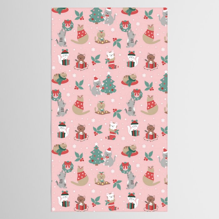 Christmas Festive Cute Holiday Kittens Tablecloth Gallery Image 2