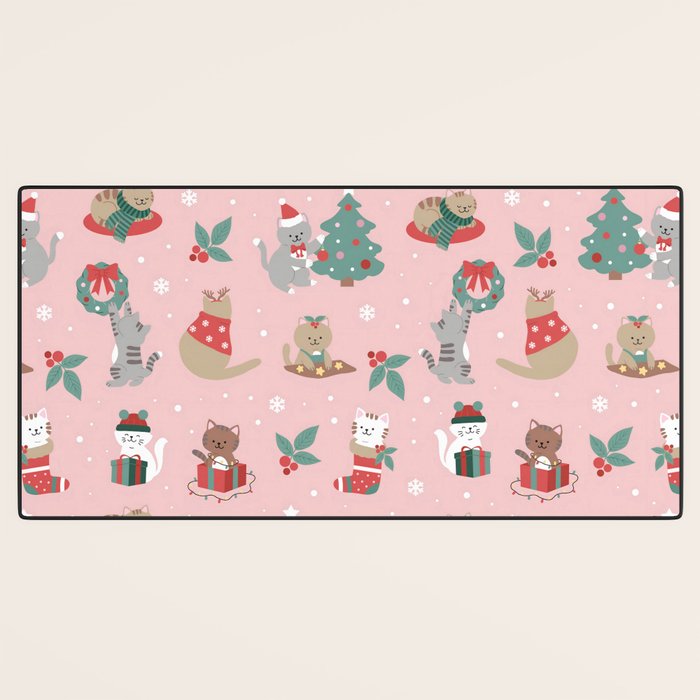 Christmas Festive Cute Holiday Kittens Desk Mat Gallery Image 3