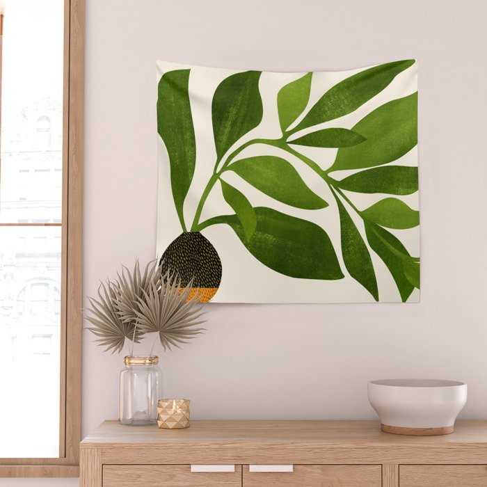 The Wanderer - House Plant Illustration Wall Tapestry Gallery Image 2