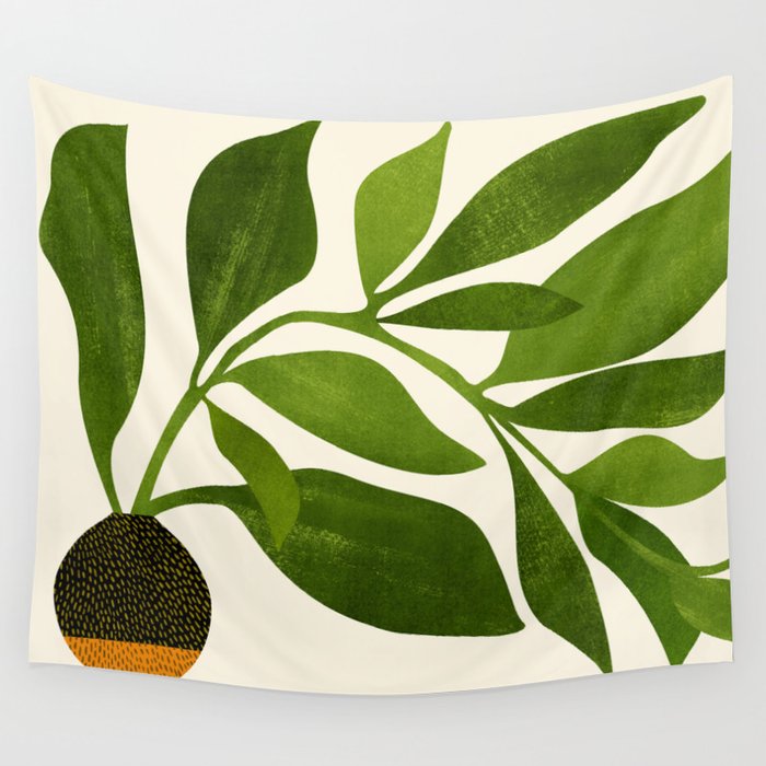 The Wanderer - House Plant Illustration Wall Tapestry Gallery Image 4