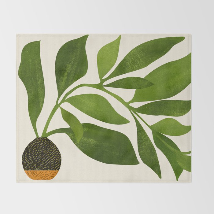 The Wanderer - House Plant Illustration Throw Blanket Gallery Image 2