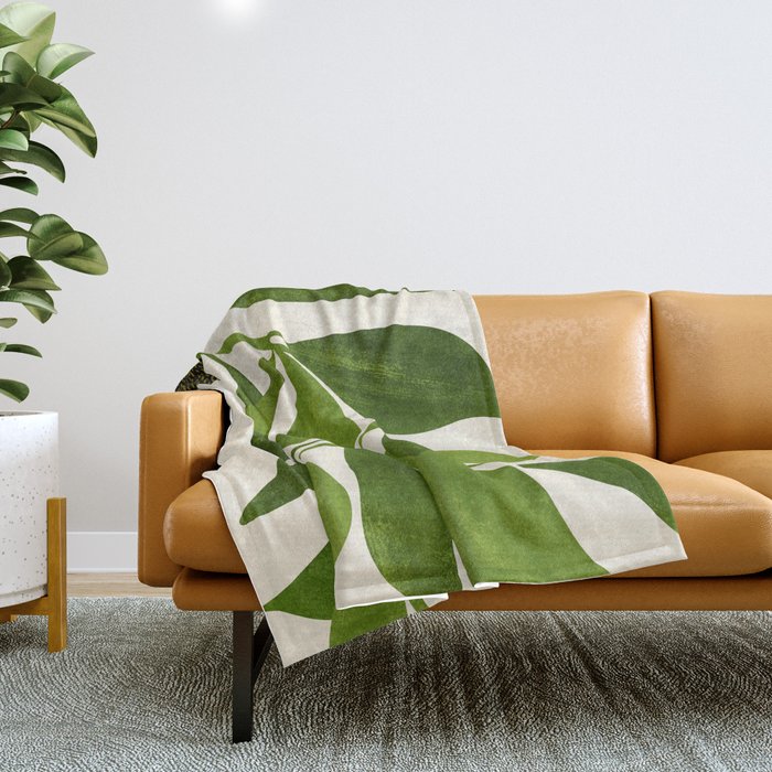 The Wanderer - House Plant Illustration Throw Blanket Gallery Image 1
